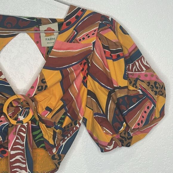 NWT Farm Rio Multi Banana Cropped Blouse Small - Picture 3 of 12